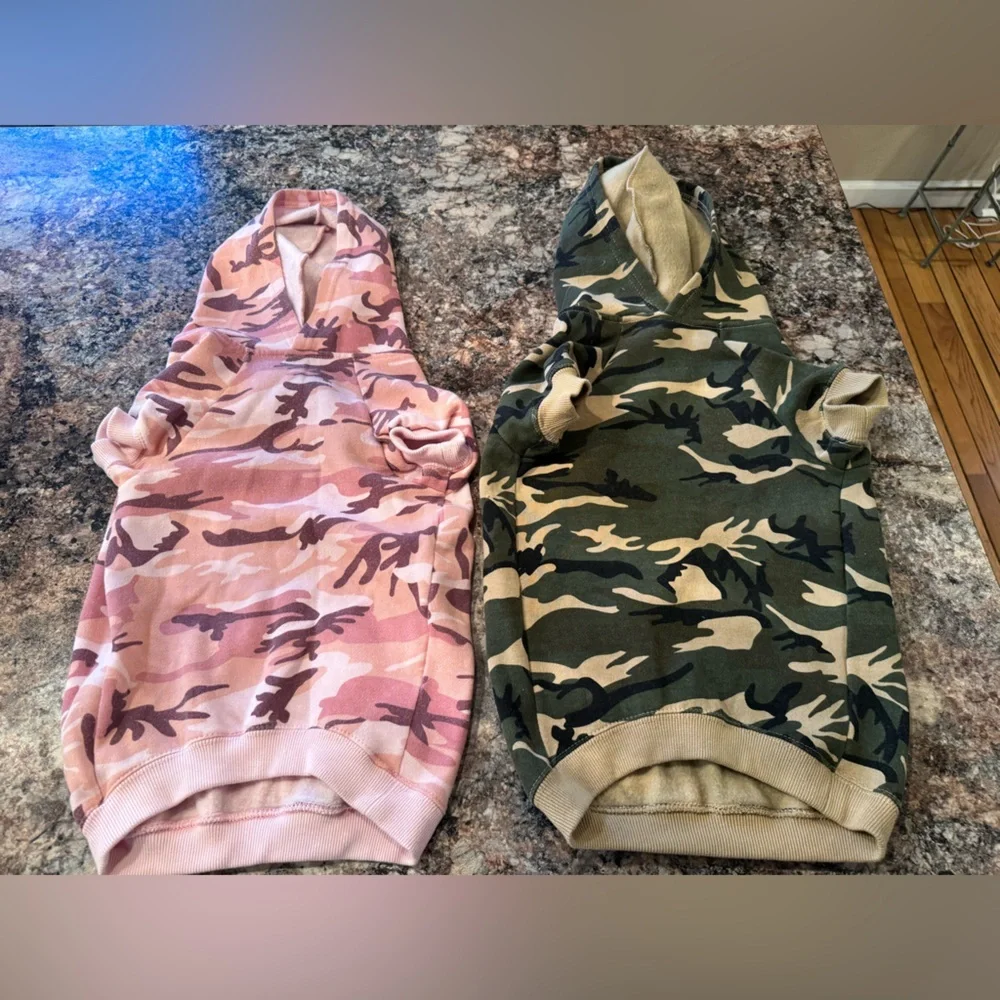 Pink and Green Camouflage Dog Hoodies